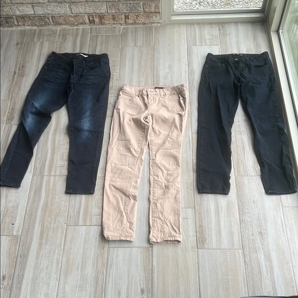 Set of Three Jeans - Black, Dark Blue, and Beige